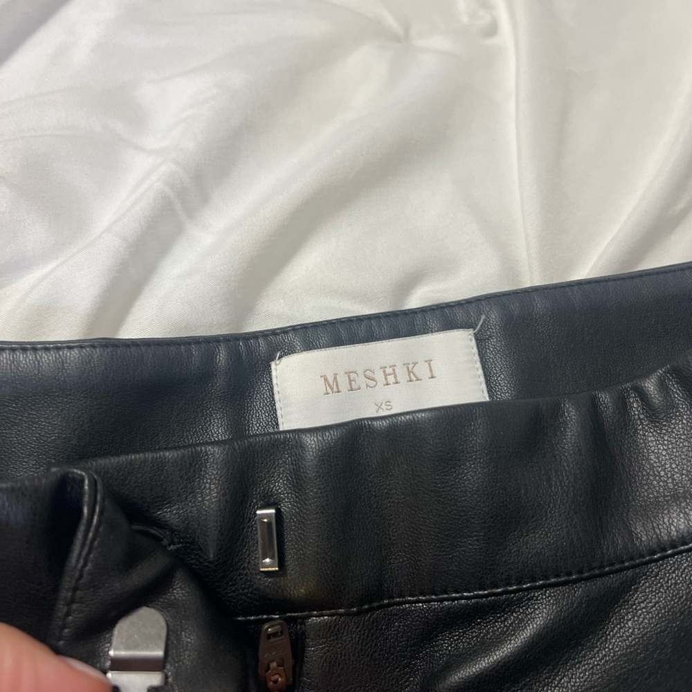 Meshki Black Leather Side Cut Out Pants